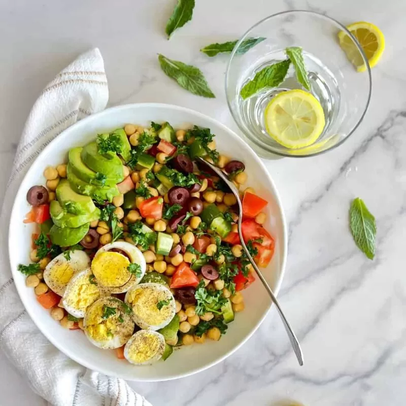 Chickpea Salad with Avocado and Eggs