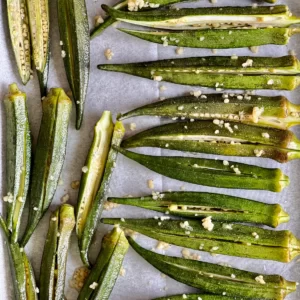 cutting okra